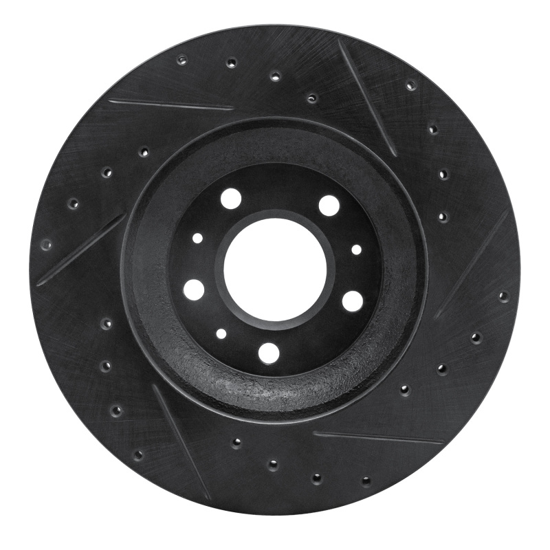 Cadillac CTS Brake Rotor (1) - Front Left - R1 Concepts - Drilled & Slotted - Black - `04-`08